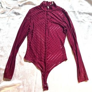 Burgandy Sheer Bodysuit